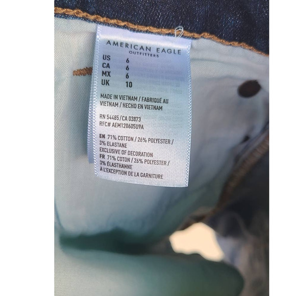 AE American Eagle Hi-Rise Shortie Shorts Size 6 Dark Wash - Picture 6 of 6